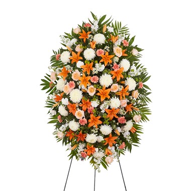 Peach, Orange & White Sympathy Standing Spray
